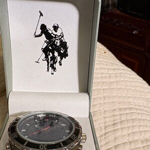 Polo by Ralph Lauren Black and Silver Men's Watch